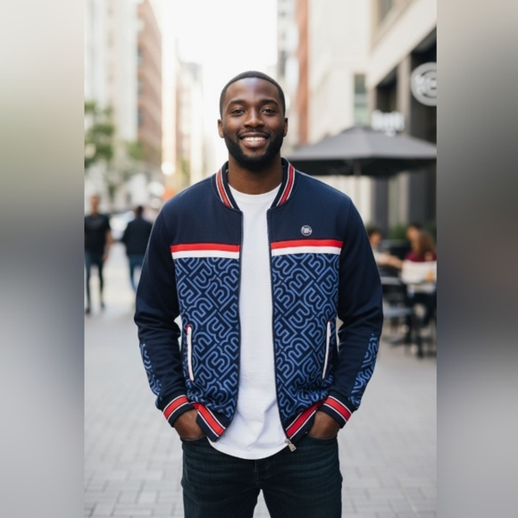 Born Fly AnyTown USA Track Jacket - Navy, Red & White - Size L - Picture 10 of 10